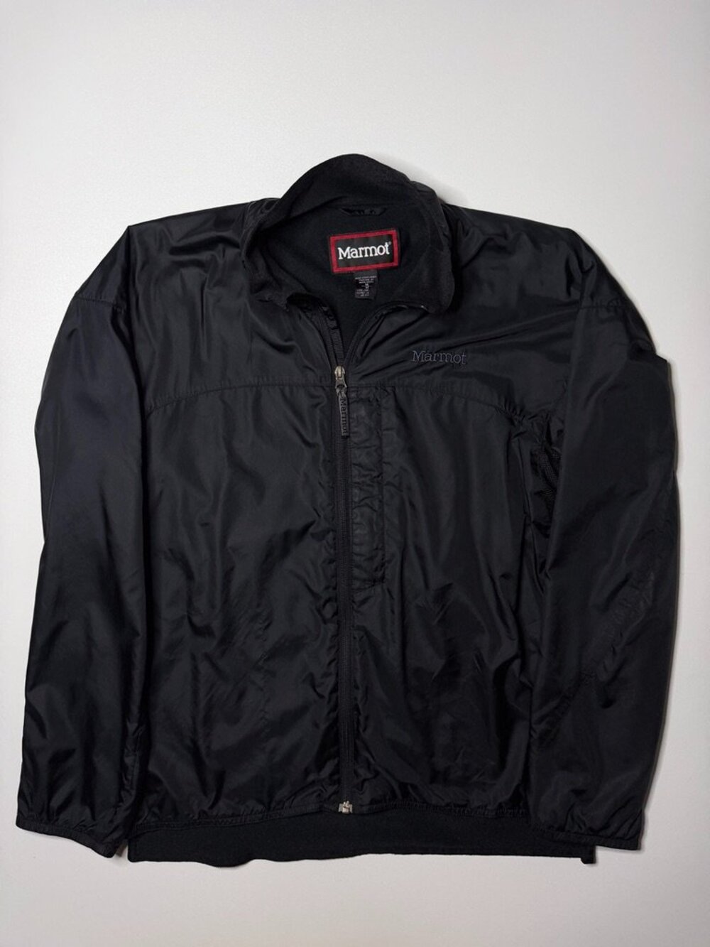 Marmot Windbreaker Jacket Mens Medium Black Full Zip Fleece Lined